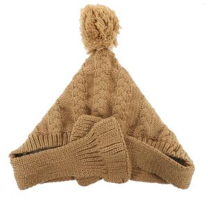 Dog Apparel Knitted Winter Hat With Scarf Warm Cap Knit Small Pet Dress Headdress Headgear