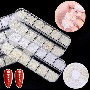 Decorazioni per nail art Parti Accessori per unghie Perle Perline con retro piatto Madreperla 1 scatola Sfera in acrilico Strass Forniture per professionisti Kit di ricamo Custodia 231207