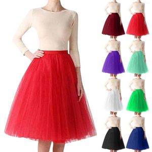 Saias Moda Mulheres A-Linha Sheer Tulle Tutu Saia Festa de Casamento Prom Princesa Bandagem Malha Dançando