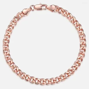 Länkarmband Rose Gold Color 585 Curb Cuban Chain Womens Armband Men smycken 5mm 20 cm GB415_8