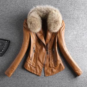 Женские куртки 2023, весенне-осенняя кожаная куртка с натуральным мехом, женское маленькое пальто SlimFit из искусственной кожи AllMatch, повседневная мотоциклетная 231206