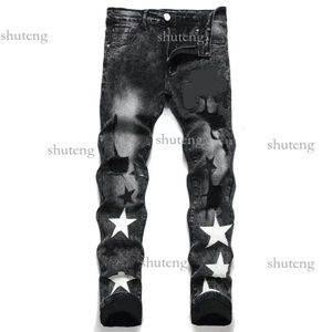 Luksusowe męskie dżinsy Designer European for Men Pants Ripped Trend Jean Hombre Hafdery marka chude pant men men spodni 163