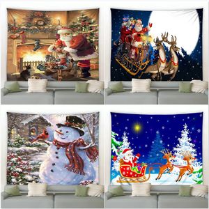 Tapeçarias de Natal Tapeçaria Boneco de neve Papai Noel Lareira Presentes Inverno Noite Cobertor de suspensão de parede Decoração de Natal para quarto sala de estar 231207