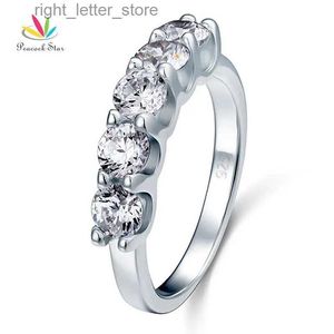 Solitaire Ring Peacock Star 1.25 Five 5 Stone Solid 925 Sterling Silver Ring Bridal Jewelry Wedding Band CFR8039 YQ231207