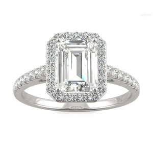 Medboo Jewelry Moissanite Anello in oro da 1,75 ct con diamante taglio smeraldo di fidanzamento 14k Halo puro