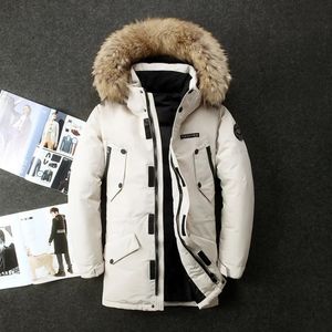 Jaquetas masculinas de inverno pato para baixo casacos com capuz gola de pele longa de alta qualidade masculino ao ar livre à prova de vento quente casual 231206