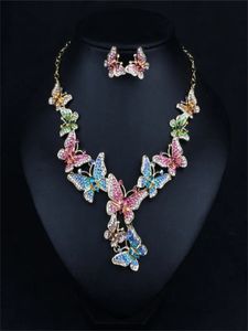 Wedding Jewelry Sets Butterfly Imitation jewellery encrusted National Style Dinner Necklace Highgrade alloy jewelry accessories for woman 231207