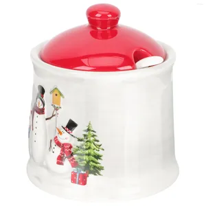 Conjuntos de louça de cerâmica boneco de neve condimento jar doces de natal caixa de tempero decorativo recipiente de armazenamento de cozinha recipiente de chá açúcar