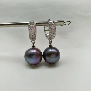 Stud Earrings Gorgeous REAL NATURE 8-9mm 9-10mm 10-11mm Natural Tahitian Peacock Black Round True Pearl 925 S