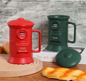 500 ml Vintage Mailbox Cup Post Box Cup Red Novel Ceramic Creative Mugg Business Gift Advertising Thriedimensional Cup