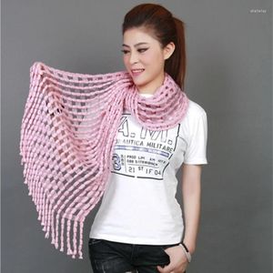 Scarves 2023 Autumn And Winter Pure Color Knitted Wool Tassel Warm Scarf For Women Korean Style Multi-Purpose Dual-Use Shawl