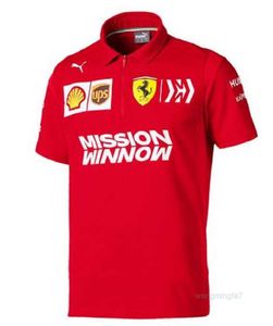 メンズTシャツアウトドアTシャツF1レーシングハーフジッパーポロシャツカジュアルルーズショートスリーブレッドフリップカラースピードドロップドロップチームユニフォーム0or6