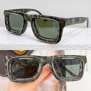 24SS Najnowsze marka Mens Designer Prostokątne okulary przeciwsłoneczne Z2401U Kamuflażowy metalowa rama z białym logo z boku Modne okulary przeciwsłoneczne damskie retro