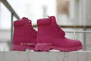 Mulheres de luxo botas de designer clássico botas de trabalho ao ar livre caminhadas sapatos moda casual quente rosa couro tornozelo bota sapatos de inverno com caixa