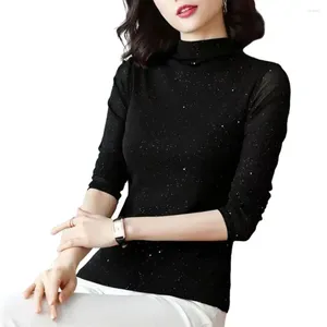 Women's Blouses Female Long Sleeves Top Mock Turtleneck Base Layer Shirt Slim Fit Thermal Undershirt For Autumn Winter Soft Ladies