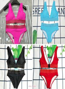 Luxury Womens Bikini Designer Sexig Beach Bikinis Swim Suit Fashion Letter Tryckt Lace Up Summer Split Swimsuit Bikinis For Women7023922