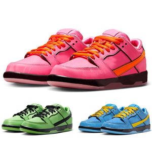 com caixa The Powerpuff Girls Kids Adulto tênis Atlético Outdoor Designer sapatos Treinadores Criança Menina Chaussures Bubbles Buttercup Blossom 24-45 GAI