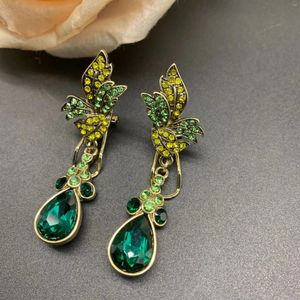Brincos vintage pedra verde zircônia luxo gota para mulheres jóias pista festa t mostrar fantasia na moda boho ins japão coreia