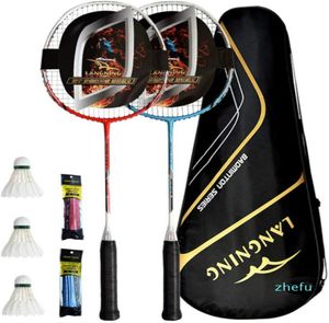 Badminton Rackets Set 2 Full Carbon Fiber Lightweight Home Training1422160