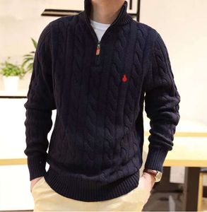 Mens sweater designer polo half zipper Hoodie long sleeve Ralph knitted horse Twist high collar men woman Hip hop Fashion Top Lauren6897