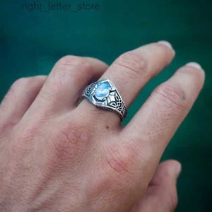 حلقة Solitaire Hoyon Nordic Celtic Ring Vintage مصبوغ أسود في العصور الوسطى حلقة القمر الملونة للرجال الكبد 925 هدية المجوهرات لوي yq231207