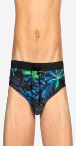 Swimwear Men Swimsuits Sexy Leaf Print Swim Briefs Bikini Surf Board Trunks Shorts Gay Penis Pouch Bathing Suit Sports Beachwear M6718157