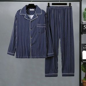 Conjuntos de pijamas térmicos masculinos com botões casuais manga comprida calças compridas terno inverno outono xadrez padrão sleepwear 231206