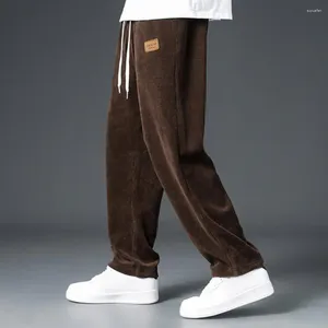 Pantaloni da uomo Pantaloni sportivi a gamba larga in peluche con coulisse in vita regolabile con elastico per l'autunno