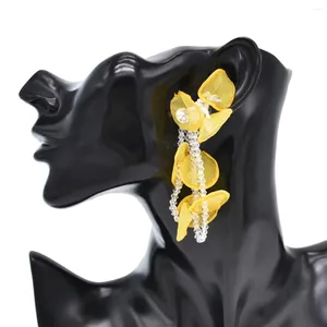 Dangle Earrings Fashion Colorful Yarn Flowers Clear Acrylic Beads Long Tassel For Women Party Gift Bohemian Fairy Jewelry