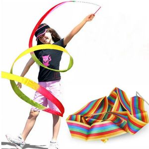 Dance Ribbon 5Pcs 4M Colorful Gymnastyc Dance Ribbons On Stick Rainbow Streamers Party Games For Children Speelgoedsporten 231207