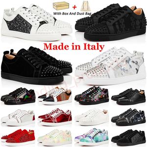 2024 NOWOŚĆ PROJEKTOWANYCH LUXURY CHRISTIANS Red Bottoms Buty swobodne bocheere nijeki niskie Vieira Spikes Studed Mens Women Paris Made we Włoszech Trenerów Bottom Big Size 13