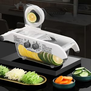 Fruit Vegetable Tools Multifunctional Lemon Slicer Grater With Basket V blade Potato Chopper Carrot Cutter Kitchen Accessories 231206