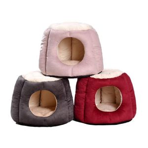 Dog Houses Kennels Accessories Creative Soft And Comfortable Breathable Teddy Cat Fur Fashion Warm Home Pet Nest Supplies274L Drop Del Dhvb4