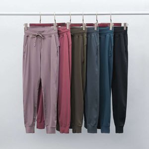 Lu Lu Lemon Align Sweatpants Mulheres Treino Yoga Leggings Esporte Baggy Jogger com dois bolsos laterais Cordão Cintura Cônica Calça feminina com punho