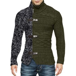 Gola alta 2023 outono/inverno botão de couro colorido manga longa malha cardigan camisola grande roupa masculina 115