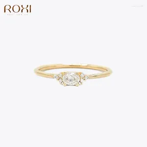 Cluster Anéis Roxi 925 Sterling SilverWhite Brilhante Diamante Dedo para Mulheres Meninas Declaração de Casamento Fine Jewelry Presente