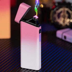 Новая красивая градиентная цветная USB-зажигалка с двойной дугой, сигарета TikTok, уличная портативная зажигалка для мужчин и женщин, подарок