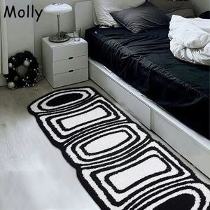Dywany miękkie puszyste dywaniki do sypialni matowa matka czarna biała sinple pluszowe maty przeciw poślizgowi nordyckie sofa poduszka dywan mały dekoracje dywan 231207