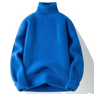 Vinterlång ärm med hög hals Solid tjock pullover Tröja Fashion Youth Men's Casual Knitwear 985