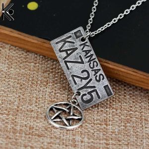 Pendant Necklaces New Movie Jewelry Supernatural Dean License Plate Pendant Necklace New Fashion Vintage Necklace For fans Souvenir giftL23125