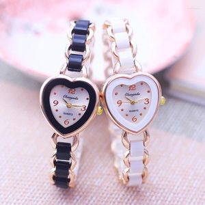 Wristwatches Sdotter Chaoyada Lady Women Fashion Imitation Ceramic Hand Catenary Wristwatch Girls Thin Beauty Holiday Gifts