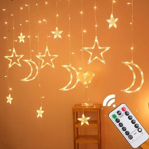 Juldekorationer Star Moon Christmas LED Curtain Garland Fairy String Lights Outdoor For Party Holiday 2024 Year Decoration Navidad Gift 231207