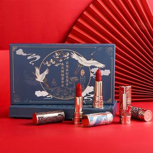 Lip Pencils Chinese Style Carved Lipstick Gift Box Set 5pcs Pretty Matte Glaze Makeup Moisturizing Red Lips Cosmetics 231207