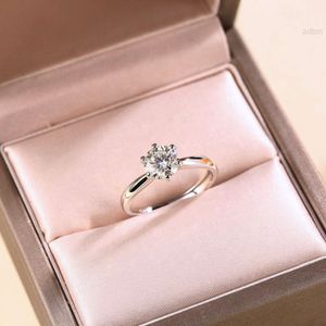 0,5/1/2 CT 925 Sterling Silver Round VVS1 Diamond Anniversary Justerbar Moissanite Solitaire Engagement Wedding Ring for Women