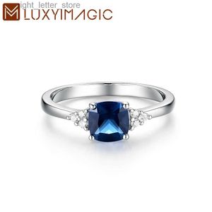 Solitaire Ring Luxyimagic Nano London Blue Topaz Rings for Women Silver 925 럭셔리 보석 보석 Birthstone 결혼식 약혼 선물 그녀의 YQ231207