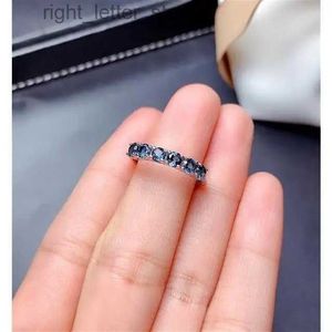 Solitaire Ring Natural London Blue Topaz Ring Feminine Delicate Liten Main Stone 3MM925 Silver Seiko Inlaid Row Ring YQ231207