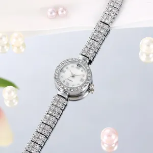 Relógios de pulso 2024 moda luz luxo temperamento feminino relógio redondo diamante relógio senhoras jóias versátil relógio de pulso