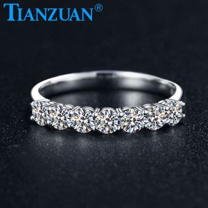 3.5mm sete pedras meia eternidade banda 925 anel de prata esterlina d vvs cor moissanite casamento jóias anéis noivado