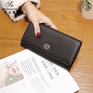 Portfel ze skóry skórzany damskie nowa moda miękka miękka krowi portfele Multi Card Holder186W