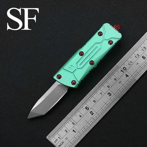 Mini dubbel action taktisk knivkniv luftfart aluminiumhandtag d2 stål utomhus EDC Portable Tool Kitchen Dinner Cutter